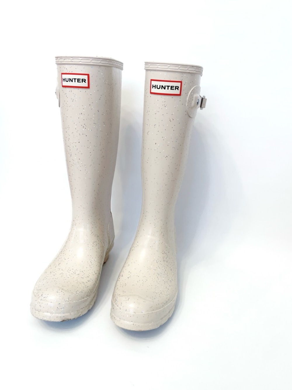 Hunter Cream Original Glitter Rubber Rain Shoes with Embossed Logo - Picture 11 of 11